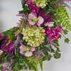 Magenta Bougainvillea, Purple Sedum, and Green Hydrangea Wreath - Wreaths - 4