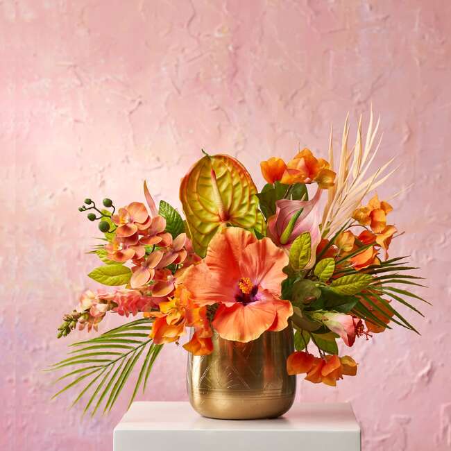 Bahama Mama Arrangement in Gold Hammered Pot - Bouquets - 4