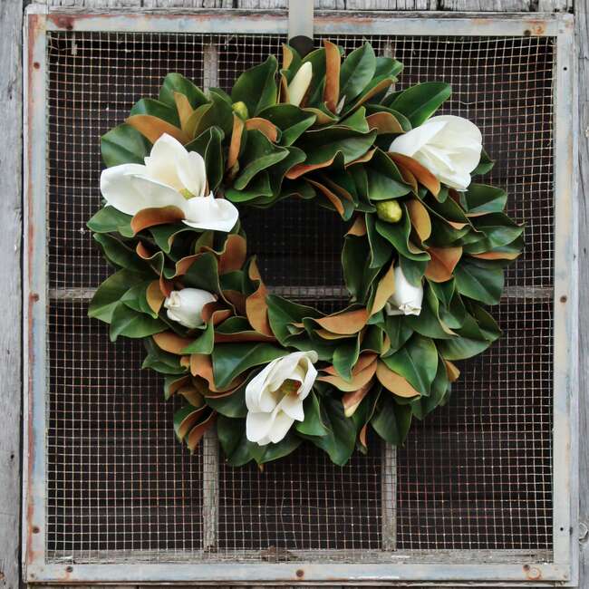 Classic Real Touch White Magnolia Wreath - Wreaths - 6