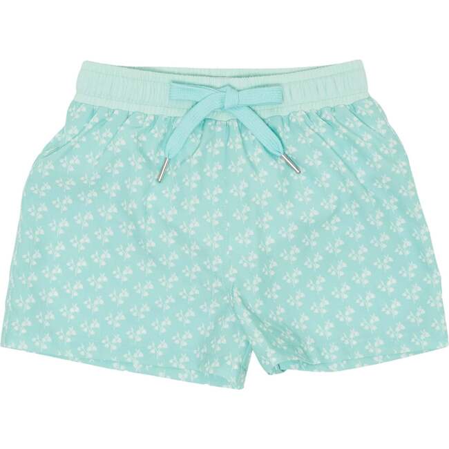 Tatum Above Knee Drawstring Trunks, Seafoam Petite Petal