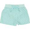 Tatum Above Knee Drawstring Trunks, Seafoam Petite Petal - Swim Trunks - 1 - thumbnail