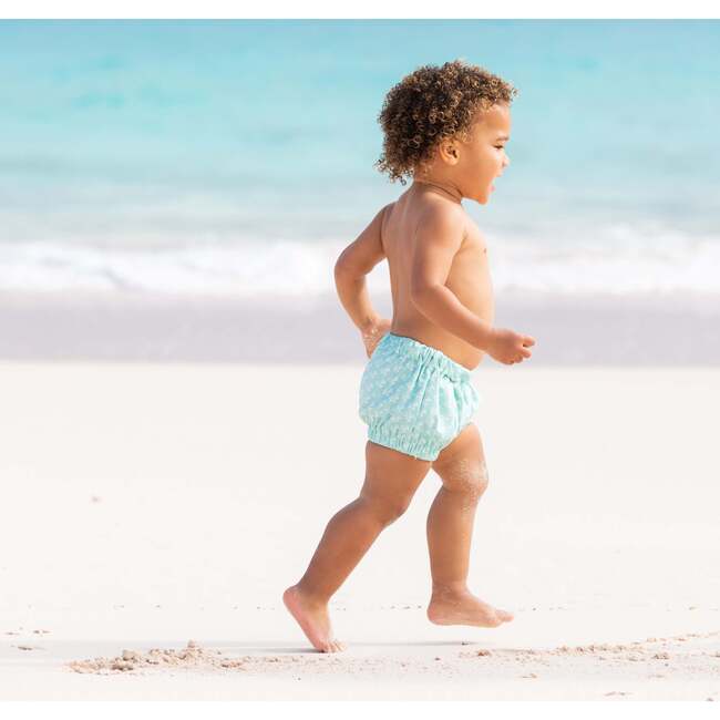 Elasticated Waist And Cuff Swim Shorties, Seafoam Petite Petal - Swim Trunks - 2