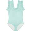 Women's Waverly Ruffled Neck One-Piece Swimsuit, Seafoam Petite Petal - One Pieces - 1 - thumbnail