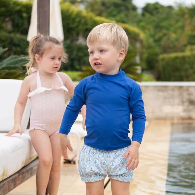 Elasticated Waist And Cuff Swim Shorties, St. George's Sailboats - Swim Trunks - 2