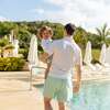 Men's Theo Back Pocket Drawstring Trunks, Seafoam Petite Petal - Swim Trunks - 2