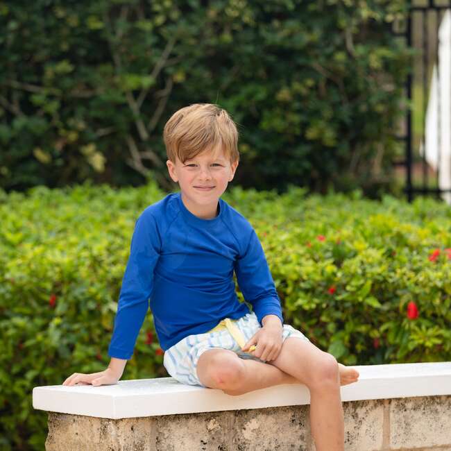 Tatum Above Knee Drawstring Trunks, Sinky Bay Stripe - Swim Trunks - 3