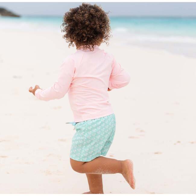 Tatum Above Knee Drawstring Trunks, Seafoam Petite Petal - Swim Trunks - 3