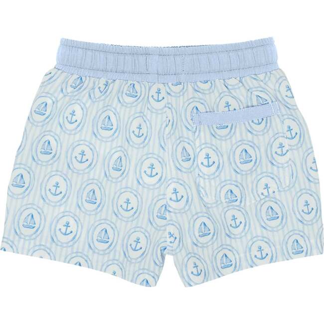 Tatum Above Knee Drawstring Trunks, St. George's Sailboats - Swim Trunks - 6