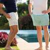 Men's Theo Back Pocket Drawstring Trunks, Seafoam Petite Petal - Swim Trunks - 3