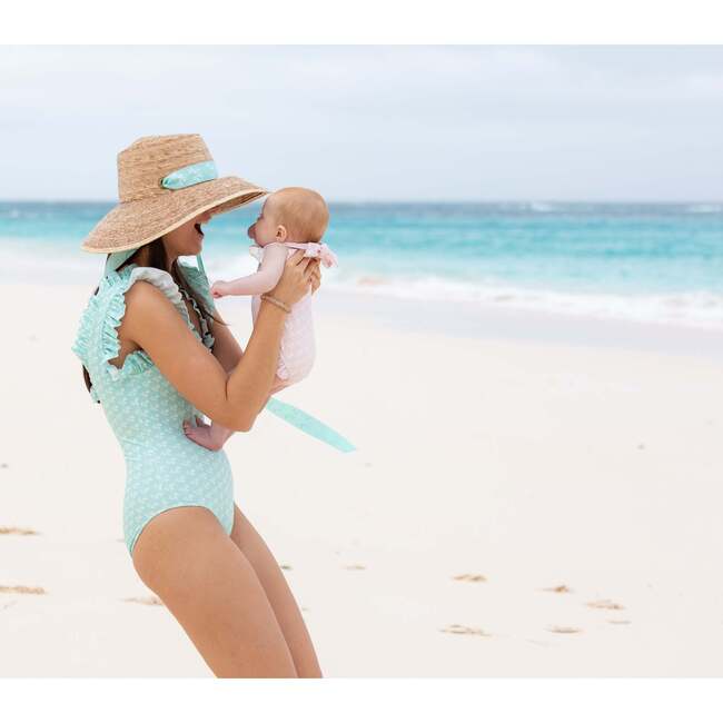 Women's Waverly Ruffled Neck One-Piece Swimsuit, Seafoam Petite Petal - One Pieces - 2
