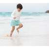 Tatum Above Knee Drawstring Trunks, Seafoam Petite Petal - Swim Trunks - 4