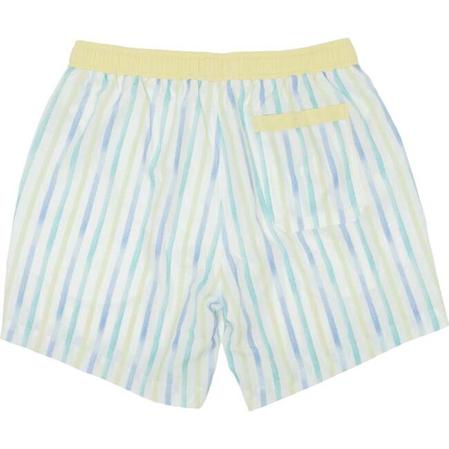 Men's Theo Back Pocket Drawstring Trunks, Sinky Bay Stripe - Swim Trunks - 5