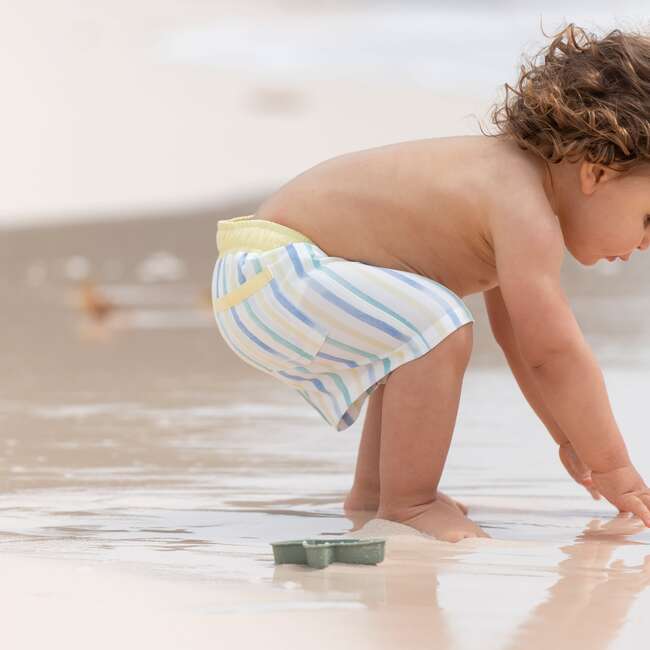Tatum Above Knee Drawstring Trunks, Sinky Bay Stripe - Swim Trunks - 5
