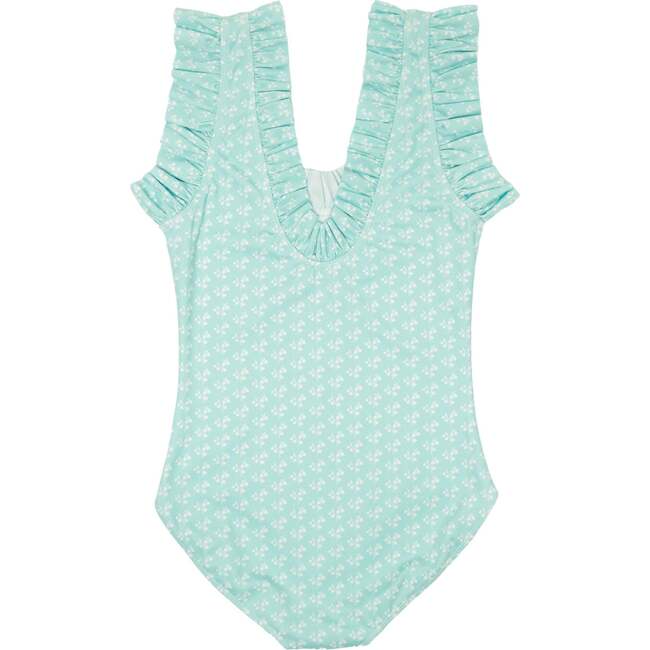 Women's Waverly Ruffled Neck One-Piece Swimsuit, Seafoam Petite Petal - One Pieces - 6