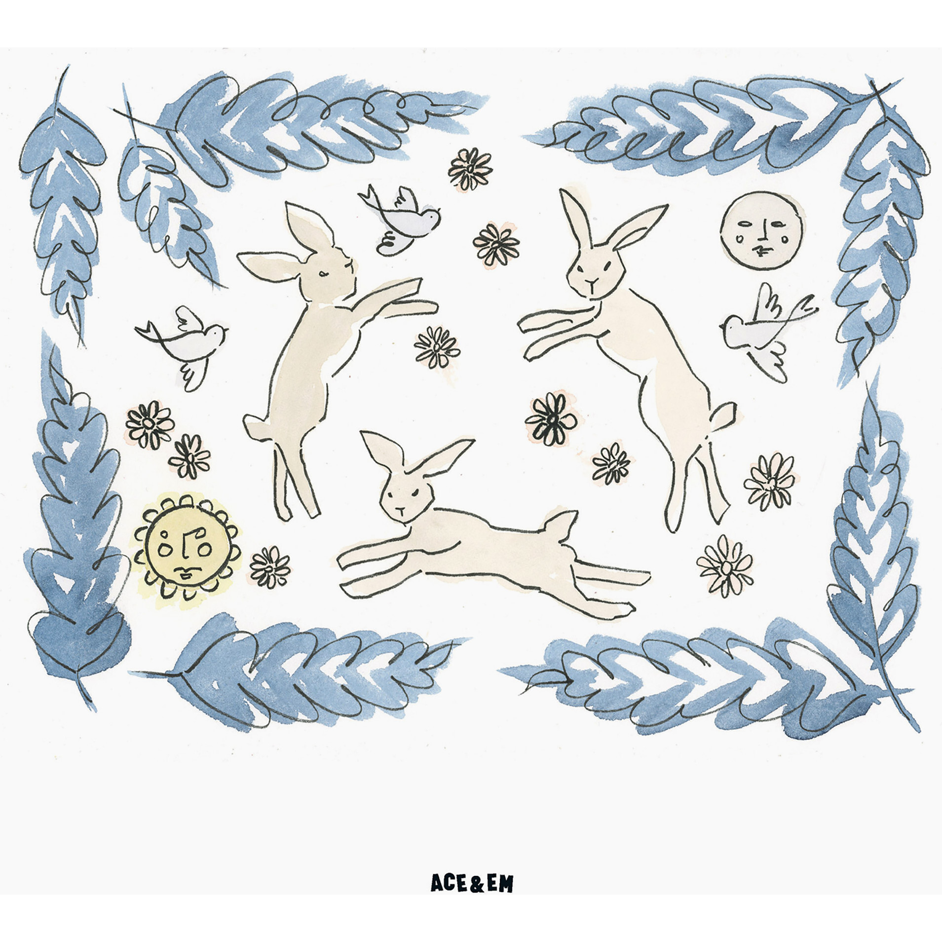 Sun, Moon & Bunnies Print Poster, Multicolor - Art - 1