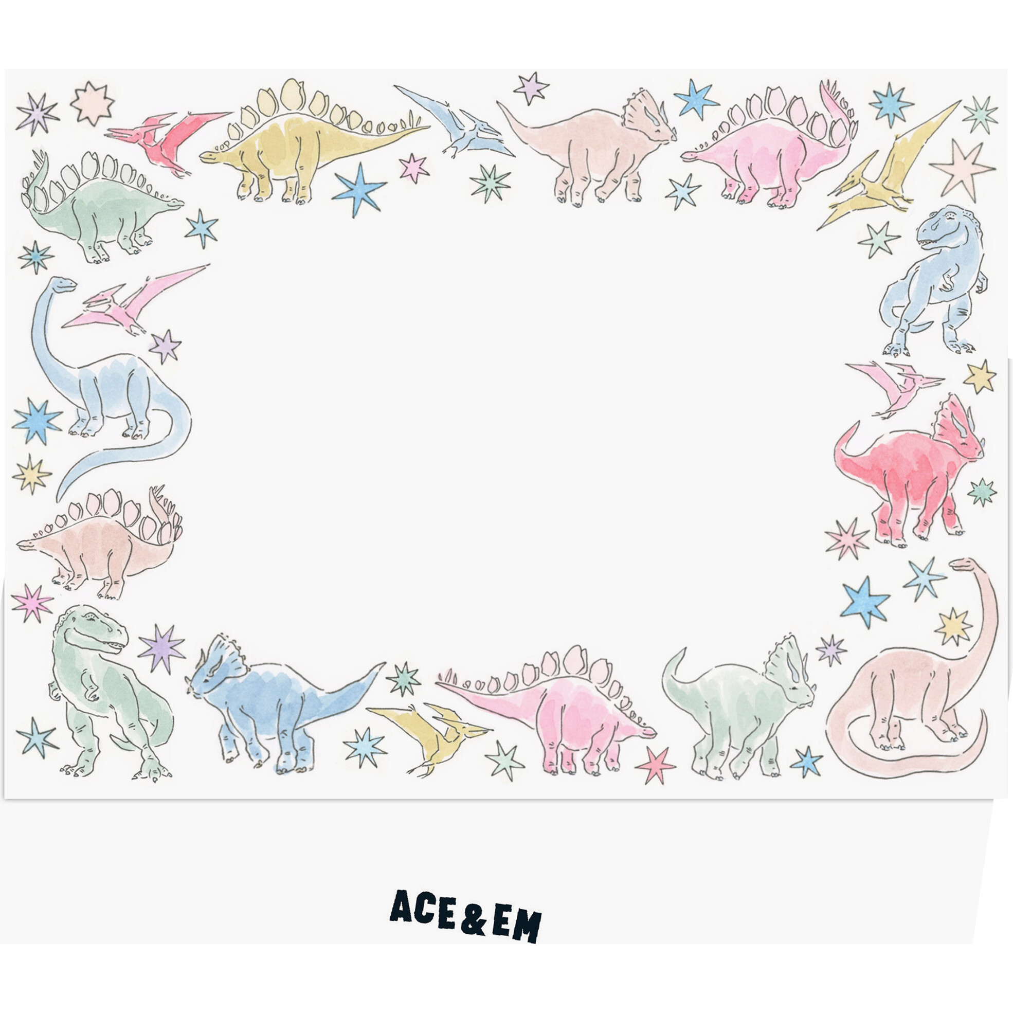 Dino Blank Card Stationery Set, Multicolor - Paper Goods - 1