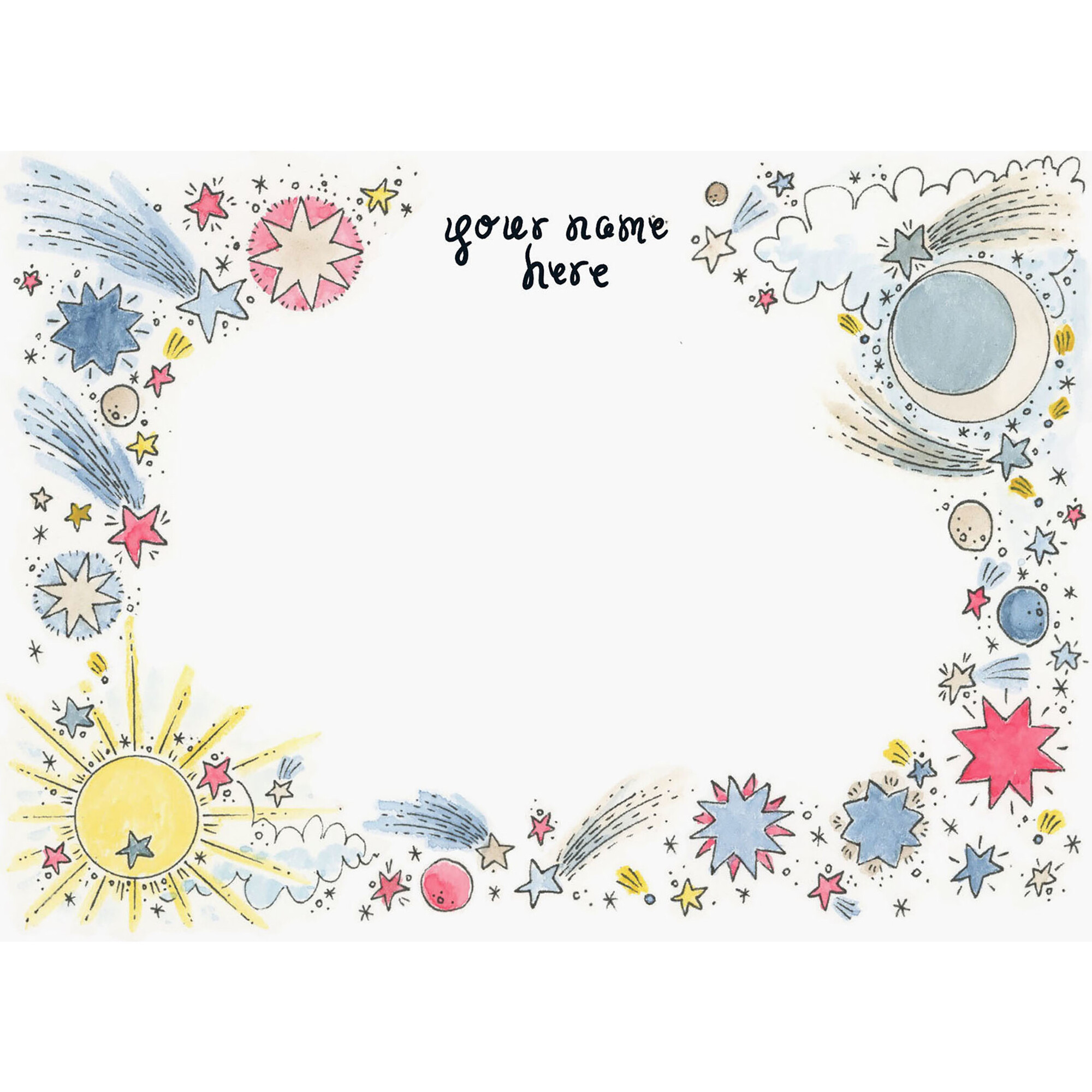Personalized Blank Card Stationery Set, Celestial Multi - Paper Goods - 1