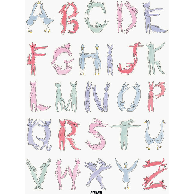 Animal Print Alphabet Letter Poster, Multicolor - Art - 1