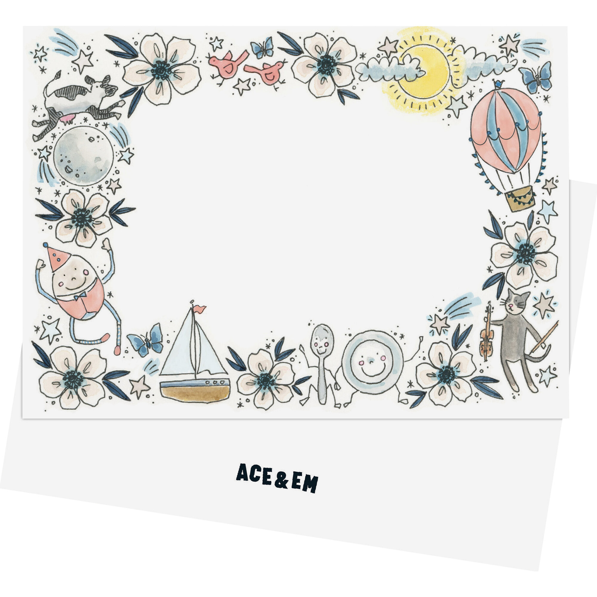 Playful Blank Card Stationery Set, Coral - Paper Goods - 1