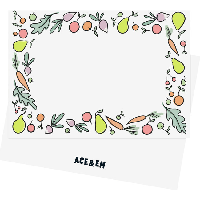 Fruits & Veggies Blank Card Stationery Set, Multicolor