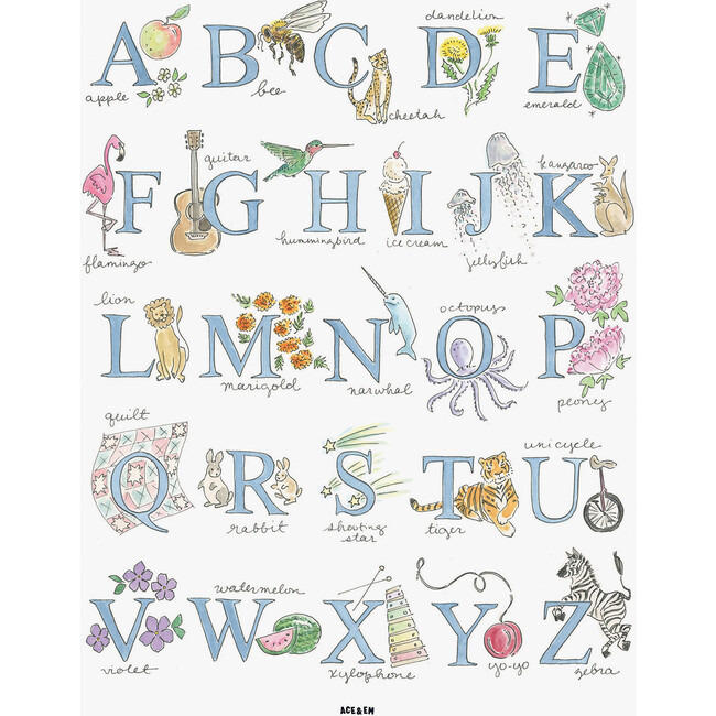 Classic Alphabet Letter Poster, Multicolor