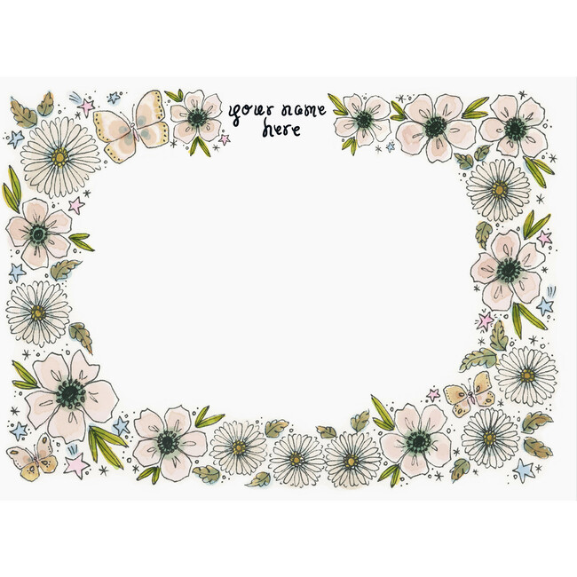 Personalized Blank Card Stationery Set, Floral Petal