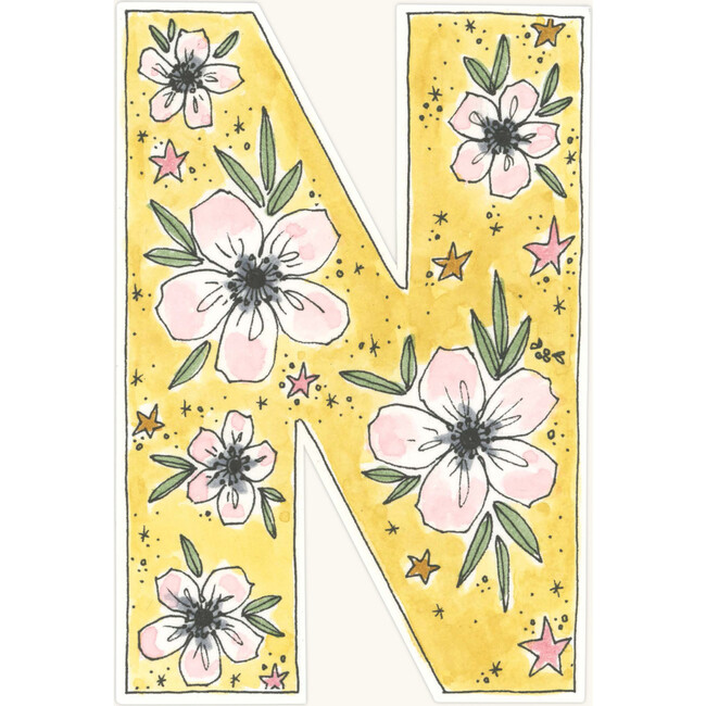 Floral Print Letter Garland, Saffron - Garlands - 7