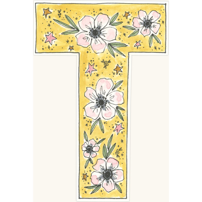 Floral Print Letter Garland, Saffron - Garlands - 10