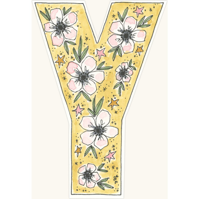 Floral Print Letter Garland, Saffron - Garlands - 12