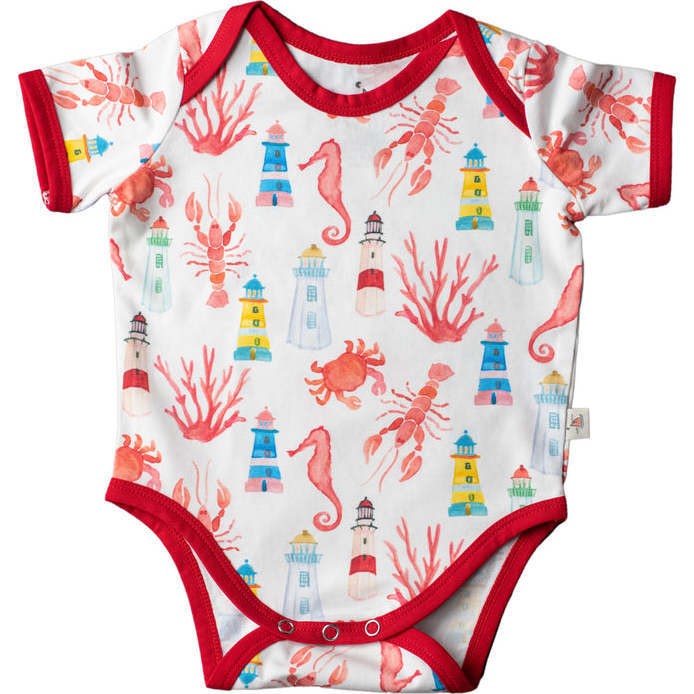 Short Sleeve Bodysuit, Montauk Sea - Bodysuits - 1