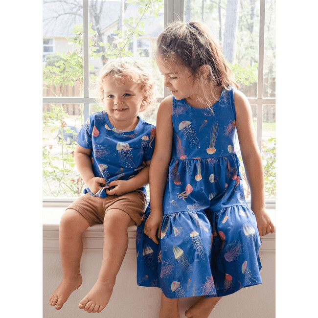 Alex Print Sleevesless Racerback Tier Dress, Iridescent Jellyfish - Dresses - 3