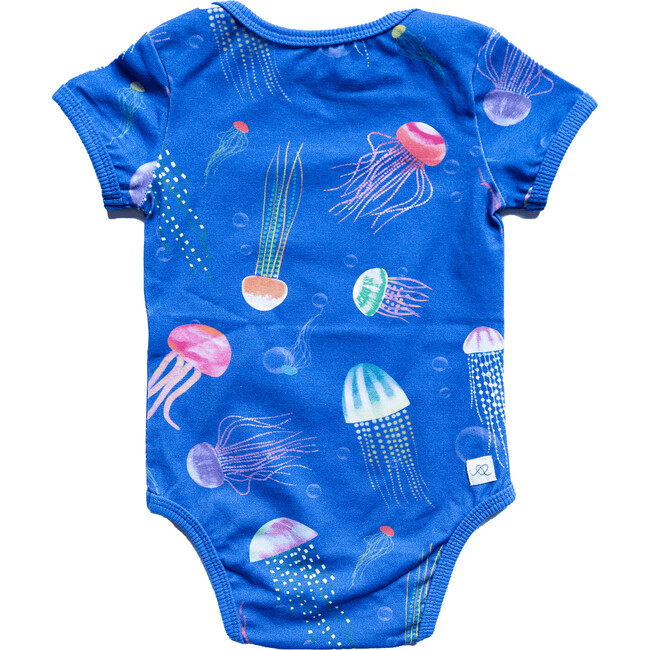 Wren Print Short Sleeve Snap Body, Iridescent Jellyfish - Onesies - 3