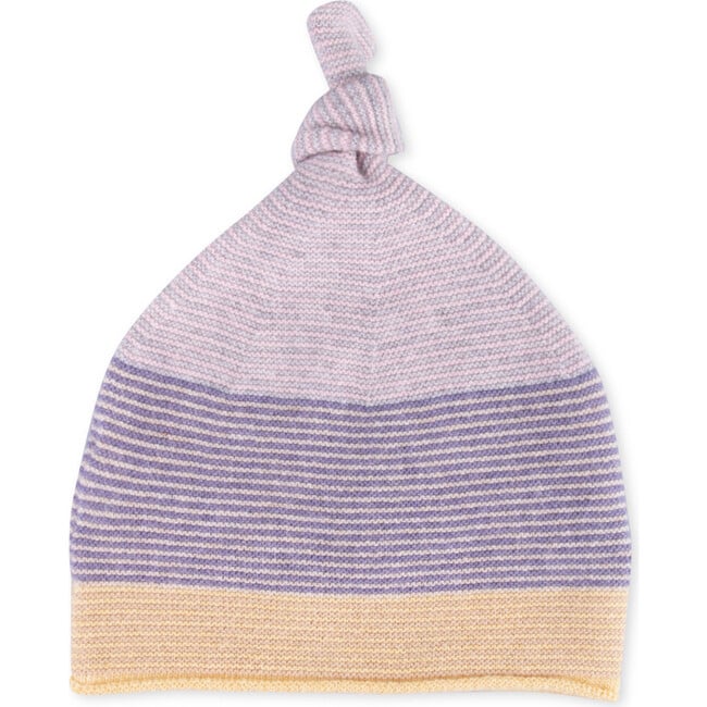 Knitted Newborn Beanie, Aubergine Stripes - Hats - 3