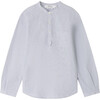 Claude Tunisian Collar Shirt, Blue - Shirts - 1 - thumbnail