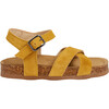 Aster Criss-Cross Strap Leather Sandals, Ocher - Sandals - 1 - thumbnail