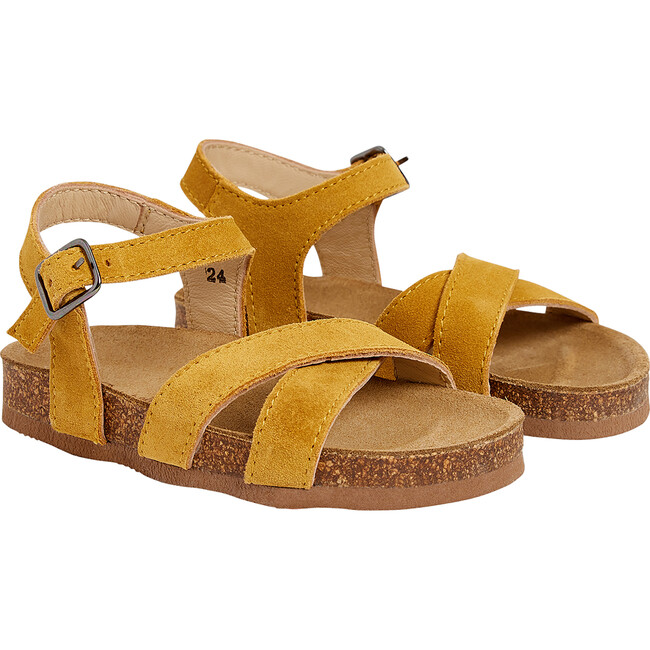 Aster Criss-Cross Strap Leather Sandals, Ocher - Sandals - 2