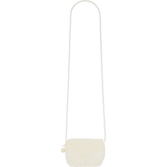 Cesna Beaded Strap Saddle Bag, White - Bags - 3