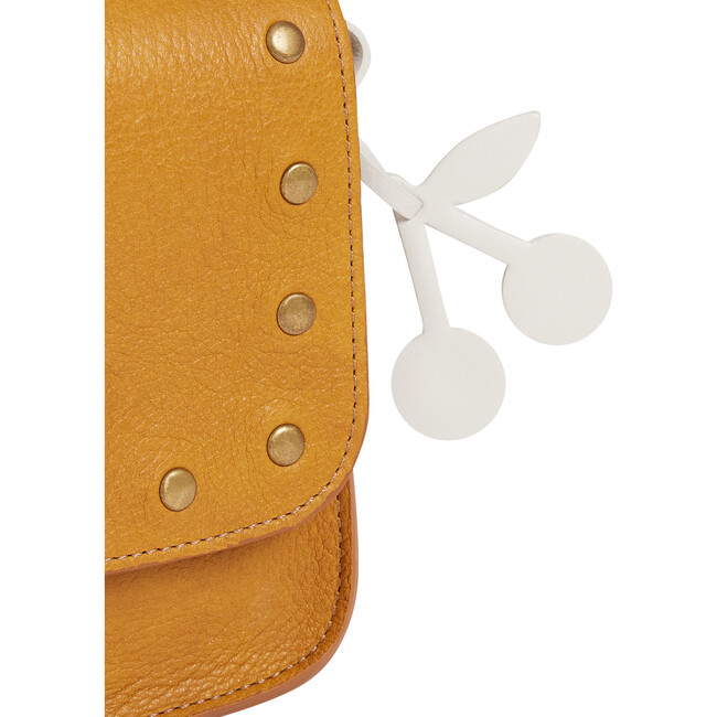 Cipsy Studded Flap Leather Messenger Bag, Ocher - Bags - 4