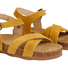 Aster Criss-Cross Strap Leather Sandals, Ocher - Sandals - 4 - thumbnail