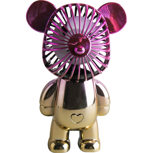 Portable Rechargable Bear Fan w 3 Speeds Gold