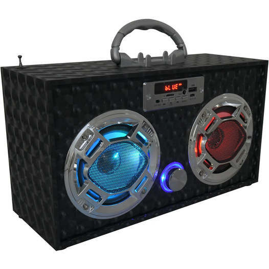 Bluetooth FM Radio W LED  Speakers Black Boombox - Tech Toys - 2