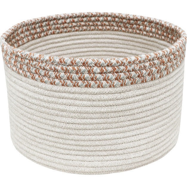 Kilo Hand Braided Thick Cord Contrast Border Basket, Toffee