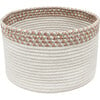 Kilo Hand Braided Thick Cord Contrast Border Basket, Toffee - Storage - 1 - thumbnail