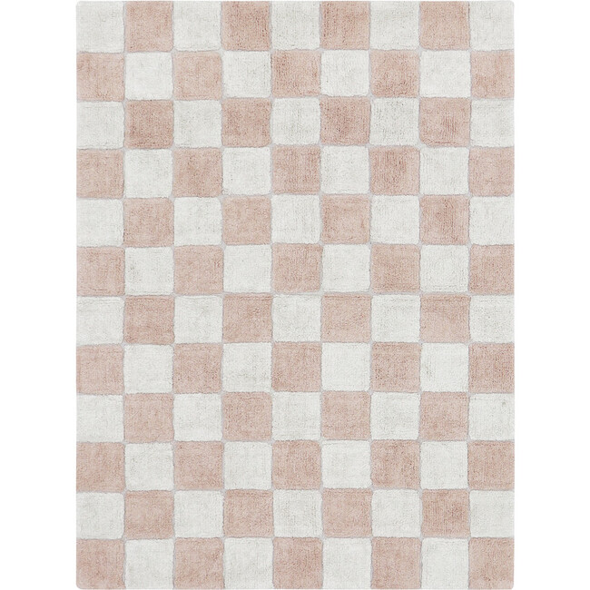 Kitchen Tiles Checkerboard Pattern Washable Rug, Rose