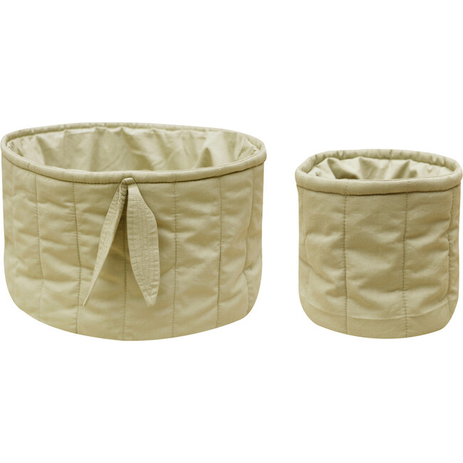 Practical Quilted Baskets Set, Bambie Olive (Set Of 2)