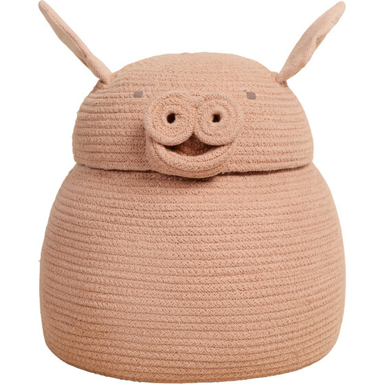 Kids Handcrafted Braided Cord Basket, Peggy The Pig
