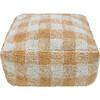 Vichy Plush Tablecloth-Inspired Pouf, Honey - Ottomans - 1 - thumbnail