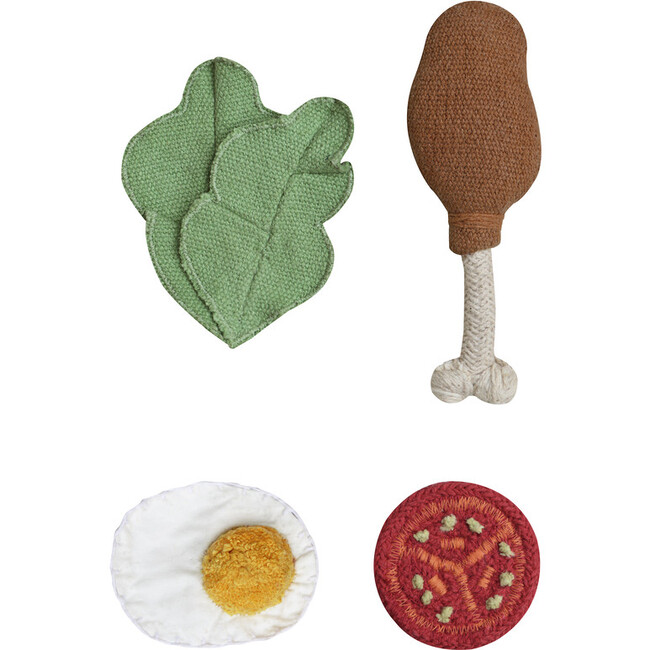 Handcrafted Textile Food Toys Playset, Chicken Combo