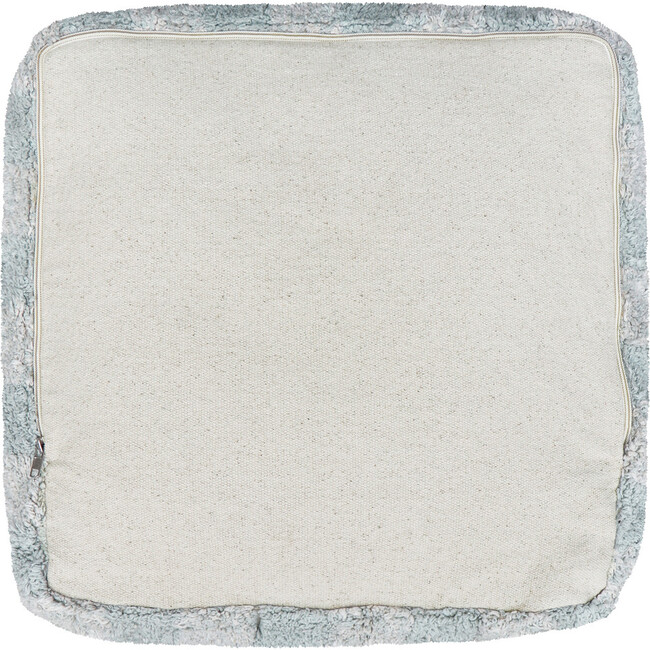 Vichy Plush Tablecloth-Inspired Pouf, Blue Sage - Ottomans - 5