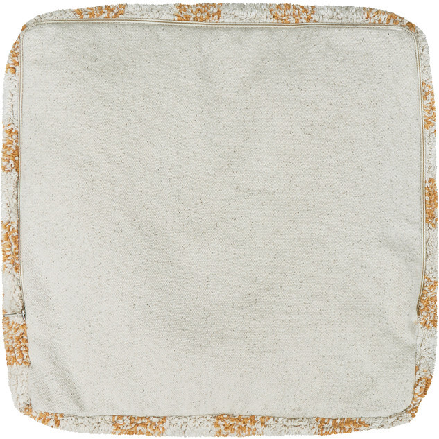 Vichy Plush Tablecloth-Inspired Pouf, Honey - Ottomans - 5